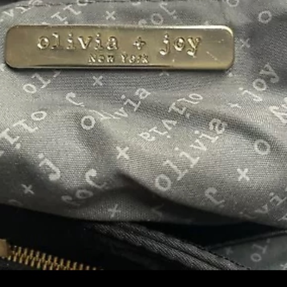 Olivia & Joy Nylon Handbag 12”x 12”Zippered Pockets Black Gold Hardware - Picture 5 of 6